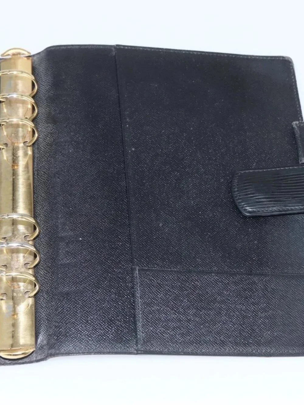 LOUIS VUITTON Epi Agenda GM Day Planner Cover Black Gold R20212 LV Auth yk20152